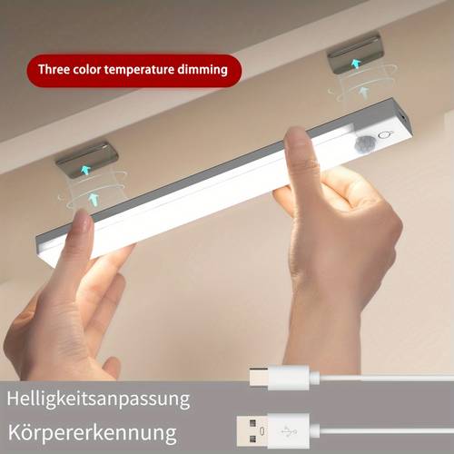 LED-Bewegungsmelder mit drei Temperaturstufen, unendlich einstellbarer Helligkeit, wiederaufladbar über USB, 360° Panoramaerkennung, ideal für Kleiderschränke, Schlafzimmer, Treppenhäuser und Musikzimmer als Nachtlicht