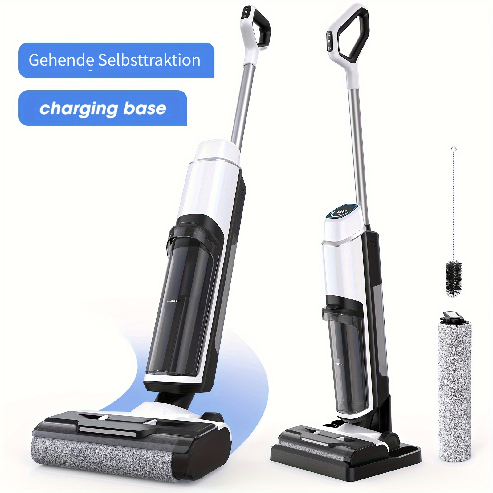 E-shop Lubluelu Akku Nass-/Trockensauger, 29Kpa Saugkraft Akku-Holzbodenreiniger mit Wischen, Ein-Klick Selbstreinigungs-LED-Anzeige und