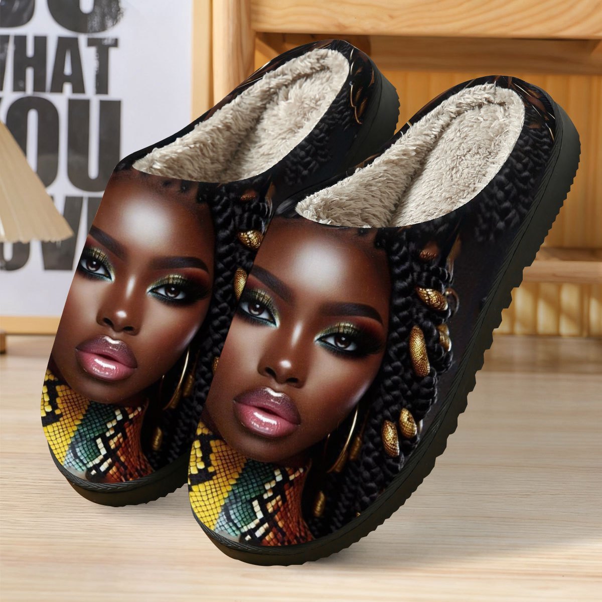 TEMU 1-pair Women' African Print Slippers - Soft Fabric Upper & Tpr Sole Suitable For Home, Warm Cozy Shoes With Cushioned Sole, , Machine Washable