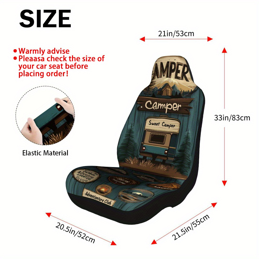 E-shop 2er-Set Adventure Abzeichen Design Autositzbezüge – Komplettes Schutzzubehör für Vordersitze, Kompatibel, Robustes Design, Stilvolle Hochwertige