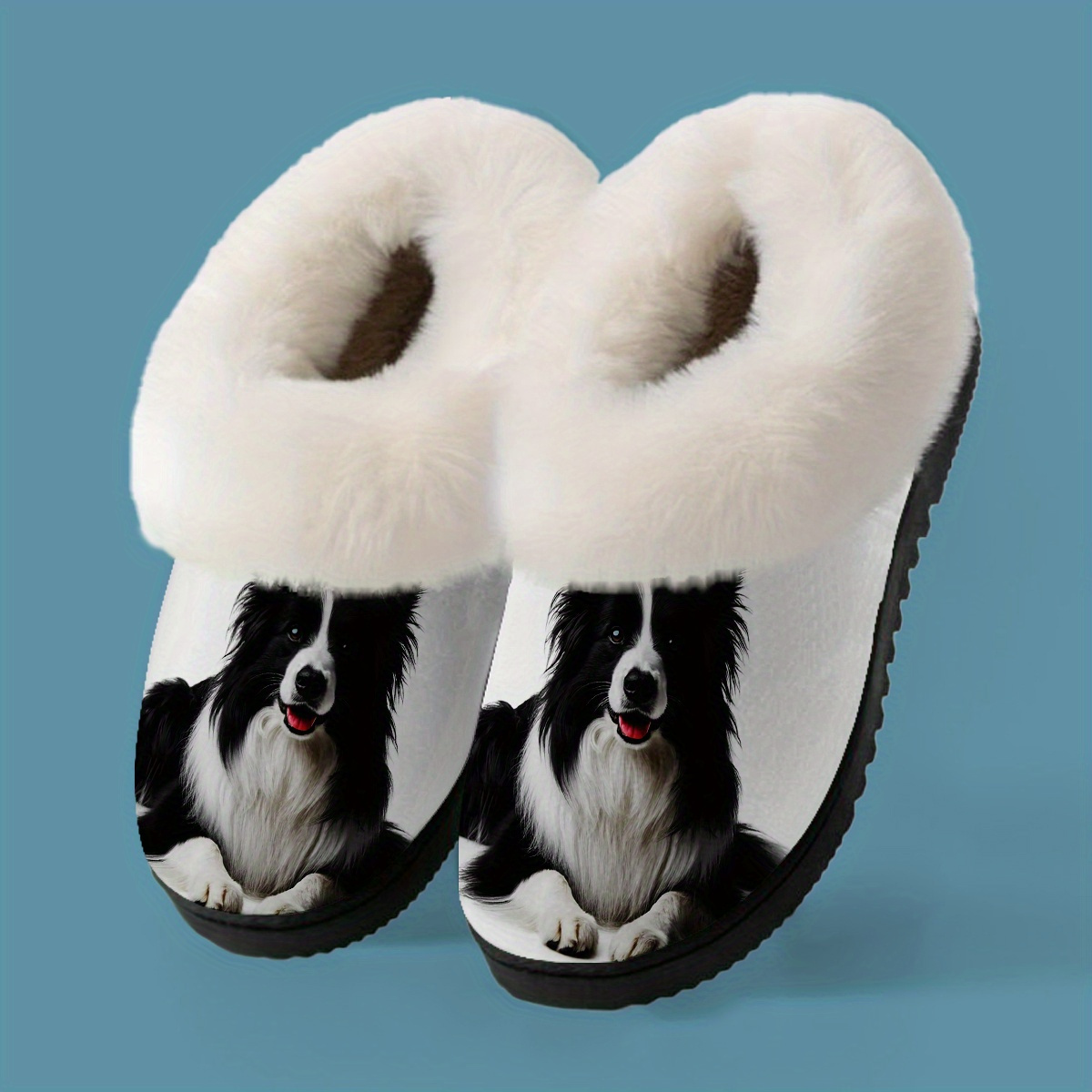 TEMU Of Slippers, Border Collies - Unisex Cozy Slip-on Footwear, Soft Velvet Warm Slippers For Home Use, Holiday And Birthday Presents, Suitable For
