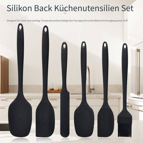 6-teiliges silikon küchen kochwerkzeug backwerkzeug küchengerät nordische farbe großer schaber/ kleiner schaber/ großer schaber/ kleiner schaber/ kleiner schaber/ ölpinsel/ lange spatel macaron farbe backwerkzeug kuchen sahne spatel käseschaufel