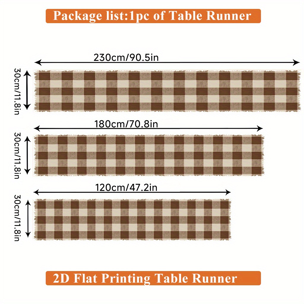 TEMU de mesa con estampado 2D, 1 pieza, de poliéster con cuadrícula en beige y marrón - Decoración rectangular para mesa de cocina festiva, adecuado