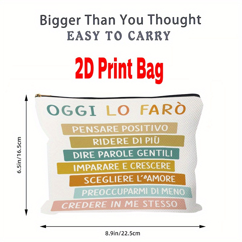 TEMU 1 pz. Borsa di Natale stampata bidimensionalmente che promuove un'ottimistica . Questa colorata borsa per trucco e articoli da toeletta misura
