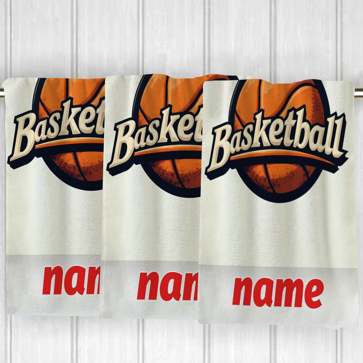 TEMU 1pc, Custom Name Towel, Basketball Pattern Cartoon Anime Fingertip Towel, Striped Design, Bathroom Towel, Absorbent Quick-dry Towel, Nordic