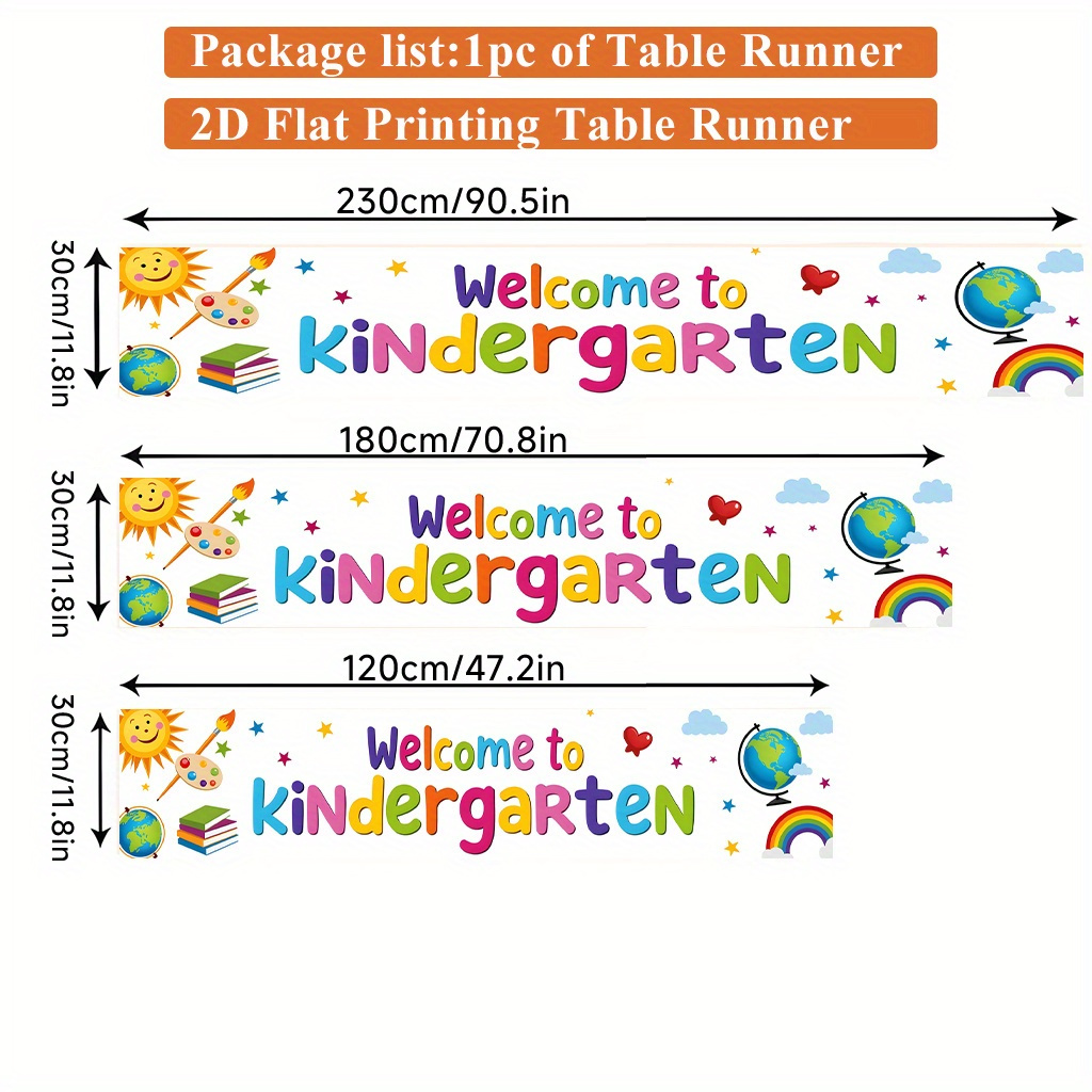 TEMU 1pc Of 2d Table Flag, Welcome To Kindergarten 2 Polyester Table Flag, Rectangular Tablecloth, Suitable For Dining Tables, Coffee Tables, Home