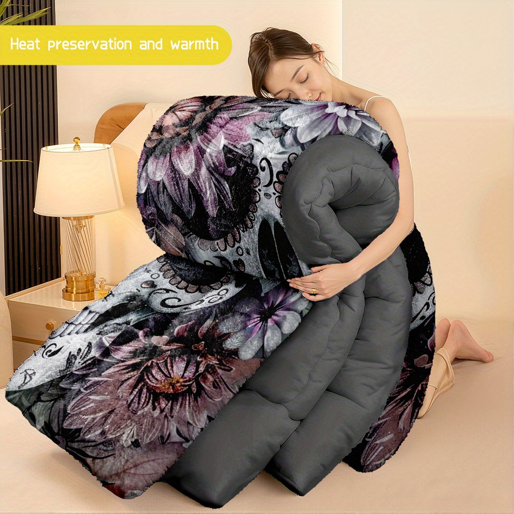 TEMU 3pcs Set (1 Comforter + 2 Pillow Covers) Featuring A Sugar In Flannel And Milk Velvet, Providing A Soft And Warm Bedding Option For Adults, A