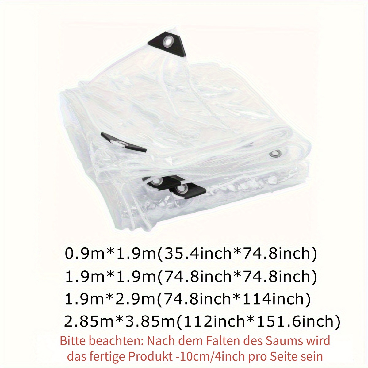 Robuste Plane 3,6 X 6,5 M – 16 Mm Dick, Wasserdicht, Mit Ösen, Für Camping, Unterzelt, Wohnmobil, Ladung