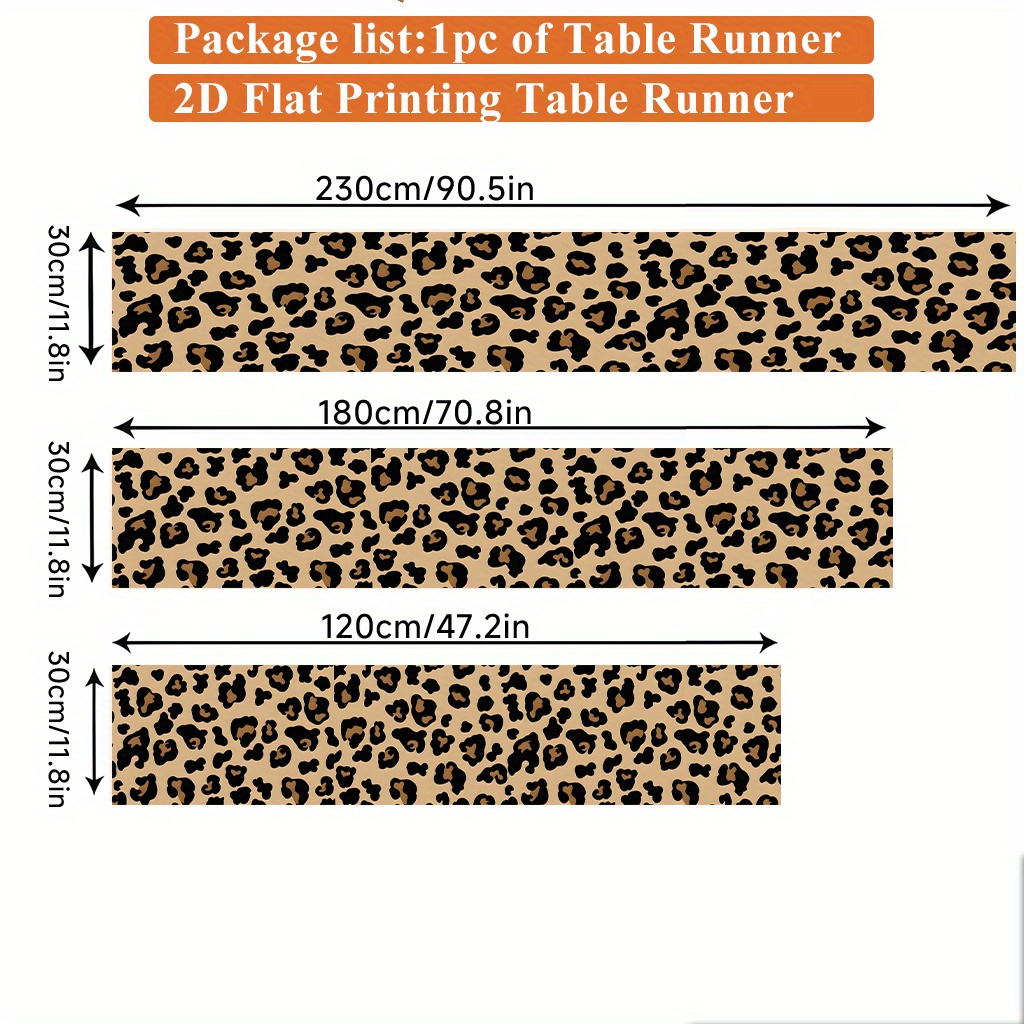 TEMU 2d Flat Printing Table Runner 1pc, Leopard Print Design Rectangular Table Runner, Holiday Table Decoration Home & Kitchen Dining Decor, Table