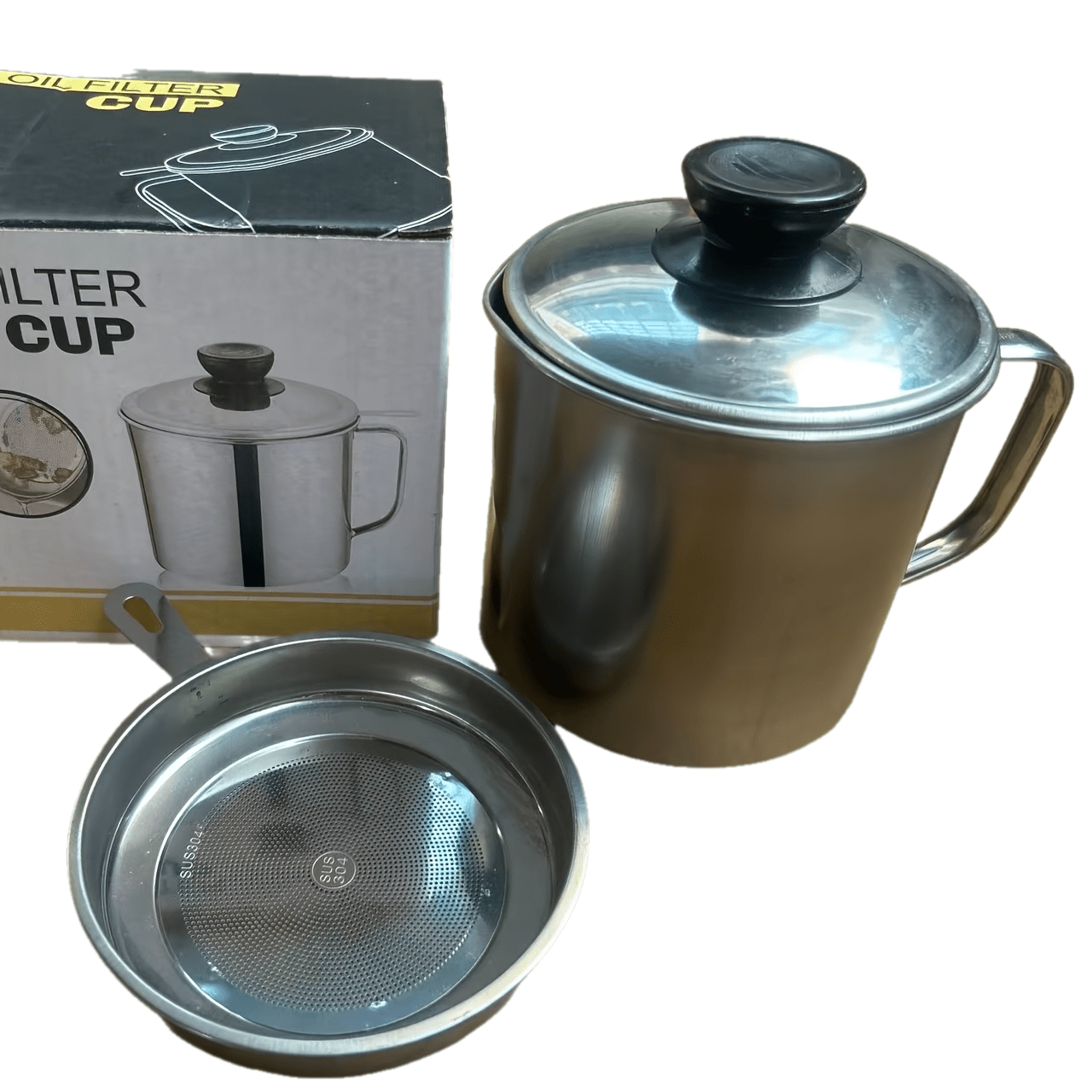 E-shop Edelstahl-Ölspender mit Griff Filtergitter, Großvolumige Ölflasche zur Filtration Lagerung, -Lösung