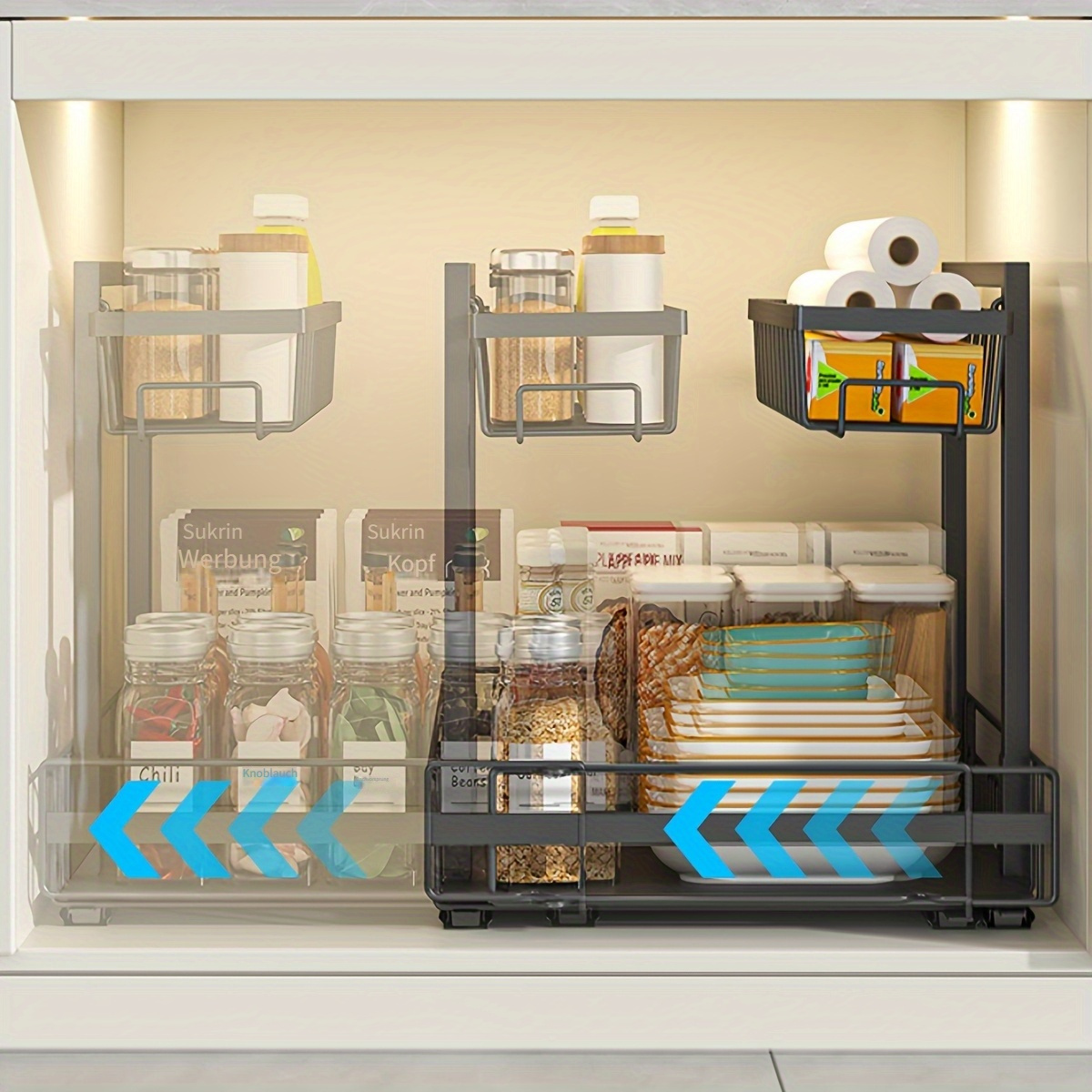robustes metall auszieh schrank organizer zwei funktionen