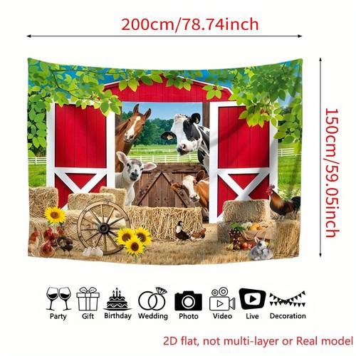 2d flat 2d flat printing party banners 1pc farm animals backdrop banner banner photo booth birthday anniversary party supplies holiday accessory and ornaments easy hanging for outdoor indoor 2d flat