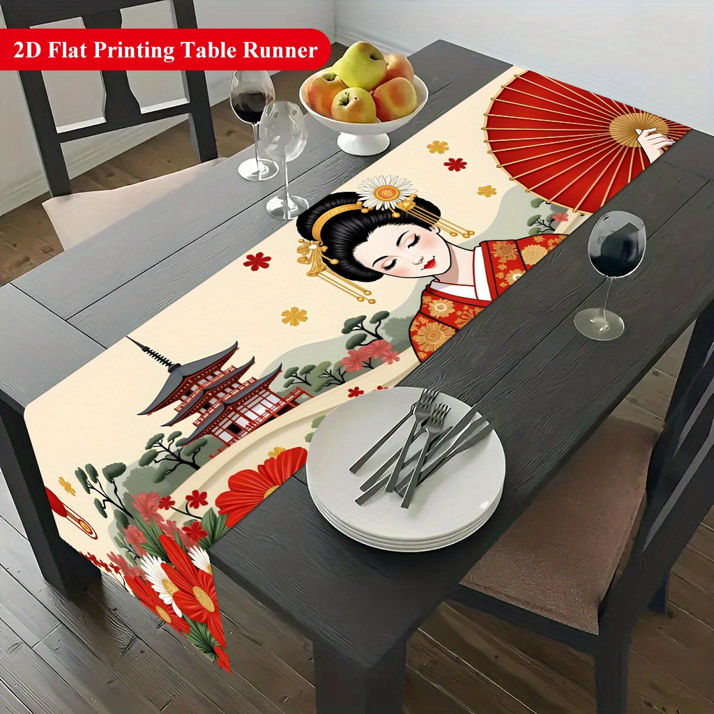 TEMU 1 nappe japonaise traditionnelle pour femmes, fond de robe rectangulaire en polyester, convient pour table à manger, table basse, décoration de