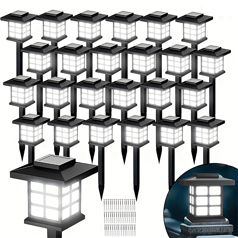 TEMU 6/12/24pcs Outdoor Warm White Solar-powered Landscape Garden Lights, Outdoor Solar Lights, Ip44 Waterproof, Suitable For , Courtyards, Lighting