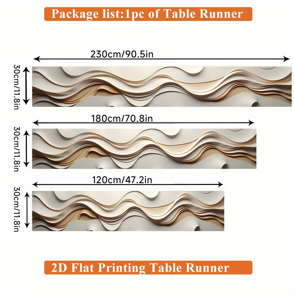 2d Flat Printing Table Runner 1pc, Wavy Abstract Layered Design Rectangular Polyester Table Runner, For Dining Table, Coffee Table, Home Decor, Vibrant Cultural Decor For Kitchen, Party, Festival