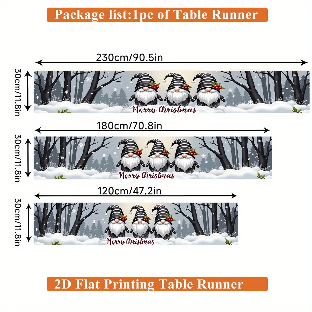 Image of 2d Flat Printing Table Runner 1pc, Snowmen Christmas Rectangular Polyester Table Runner, For Dining Table, Coffee Table, Home Decor, Vibrant Cultural Decor For Kitchen, Party, Festival