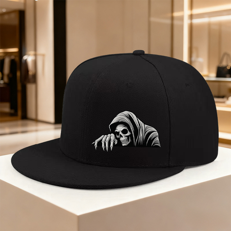 TEMU 1 Adjustable Hip-hop Hat With Skull Pattern, Lightweight Printed Men's Hat, Ideal Gift For Parties And Birthdays, Fashion And