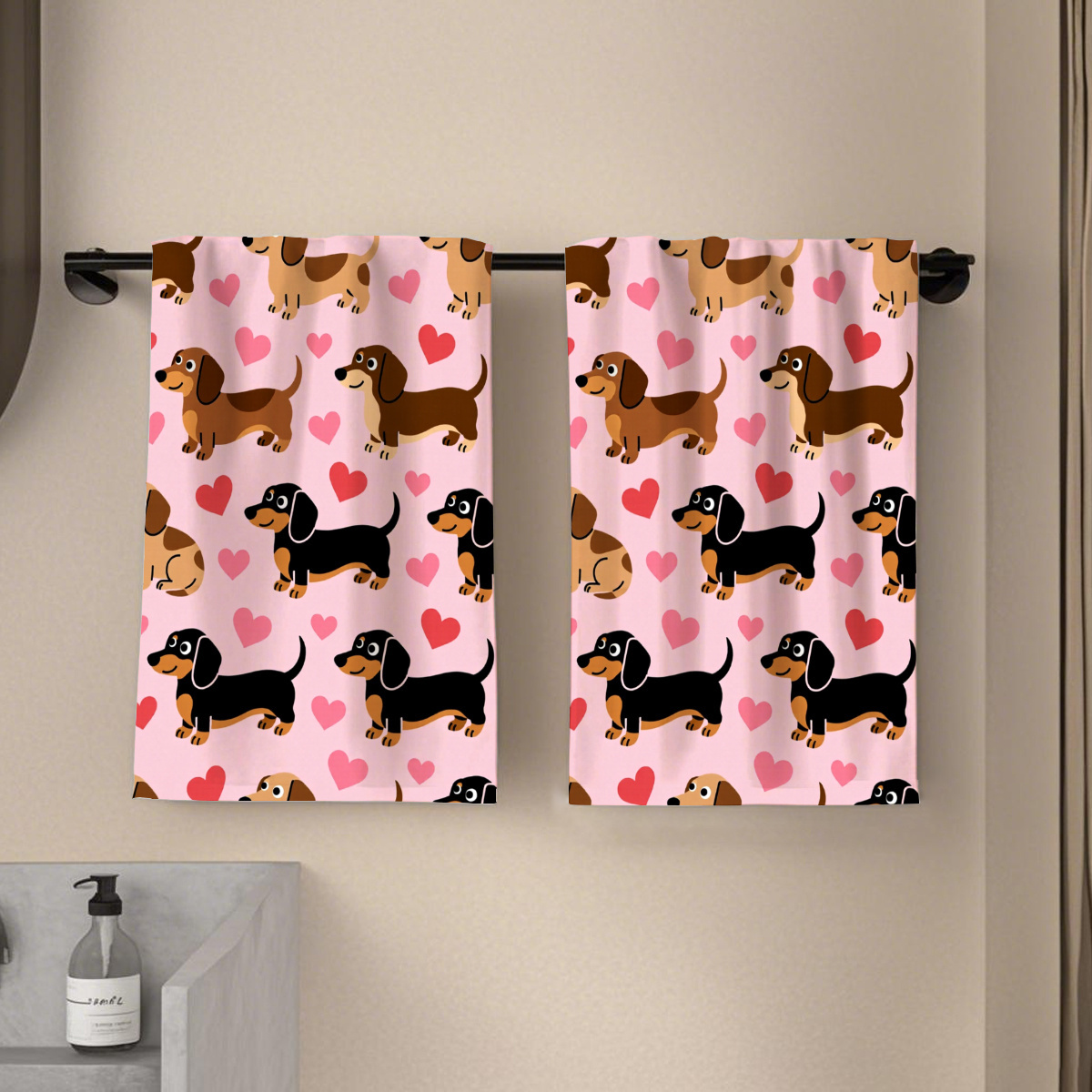 TEMU 2pcs Cartoon Dachshund Print Kitchen Towels, Made Of And Absorbent Material, Drying Dishes, Teacups, And Restaurant Decoration