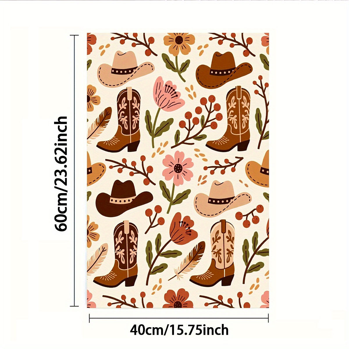 TEMU Serviette 2D Plate, 1 ou 2 pièces, Impression Recto, Format Rectangle 40×60 cm, Motif Chapeau de Cowboy Western 2D, Douce, Confortable, Durable,