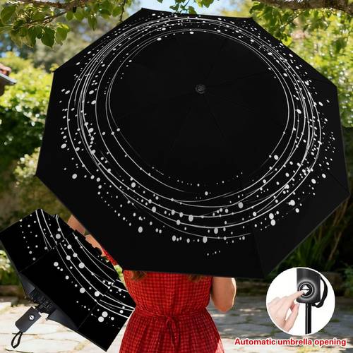 item picture 1pc an automatic folding umbrella featuring a glowing stardust everyday use has a sturdy reinforced frame making it ideal for quick shopping trips and park lightweight and compact