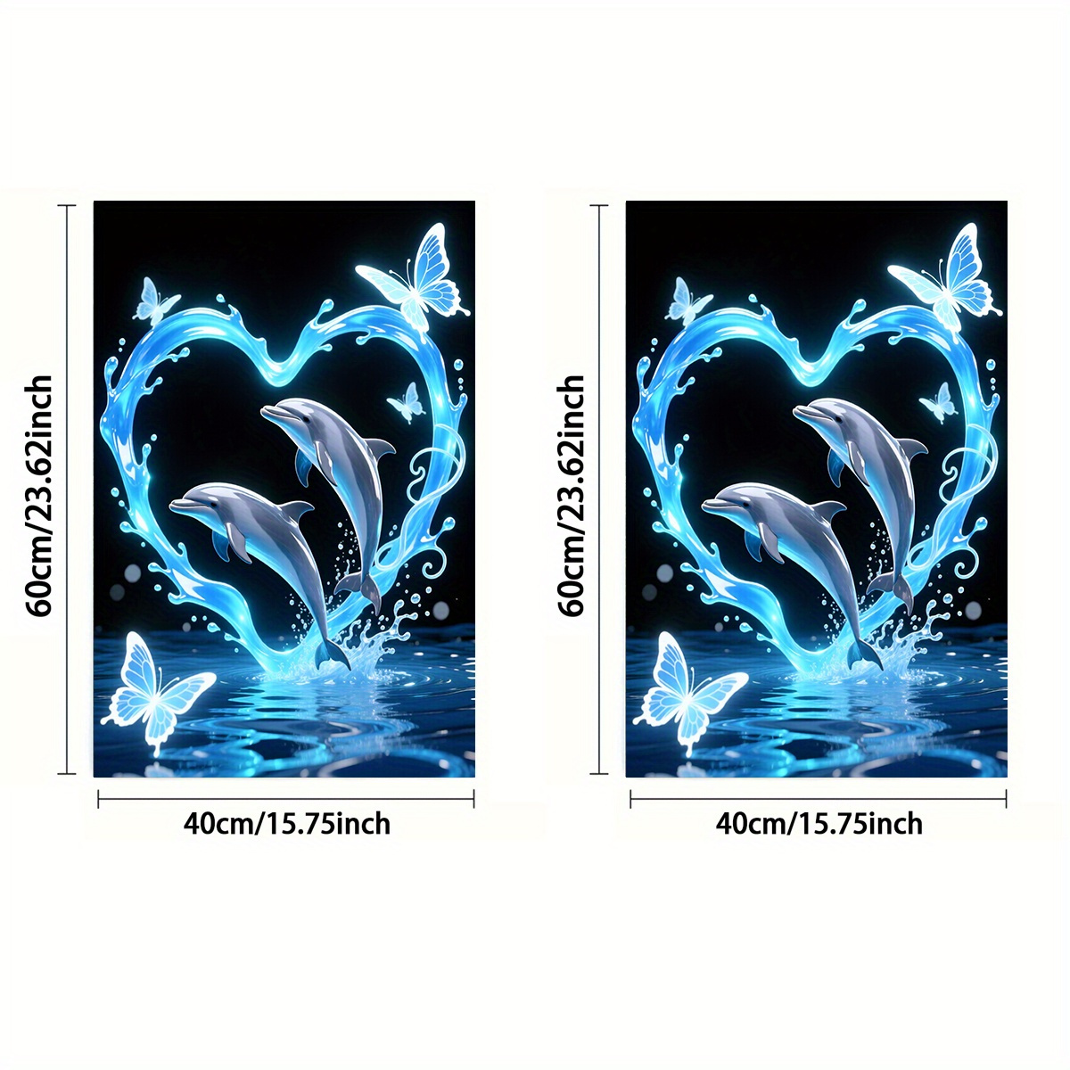 E-shop oder 2 Stk., Handtuch, einseitiger Druck, rechteckig 40 x 60 cm, Delfin 2D-Muster, weich, bequem, langlebig, geruchlos, geeignet für
