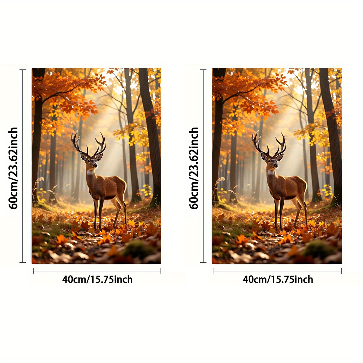 TEMU Serviette 2D Plate, 1 ou 2 pièces, Impression Recto, Format Rectangle 40×60 cm, Motif 2D Forêt d'Automne avec Cerf, Douce, Confortable, Durable