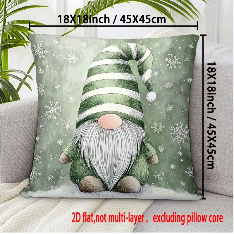 TEMU Cushion Covers For Christmas Featuring A , Made Of Polyester, With Snowmen And Gnomes , Silver, And White. Are From Soft Fabric, Equipped With A