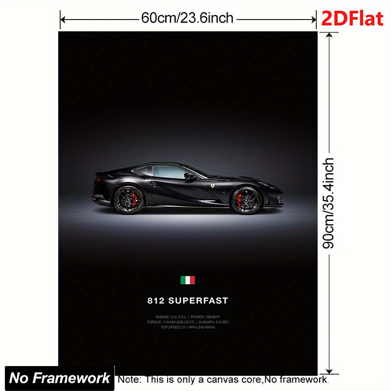 TEMU 1pc "812 Superfast" 2d Flat Frameless Poster, High- Canvas Wall Art, Perfect For Bedroom, Living Room, Study, Office, Garage Decor Or Gift,