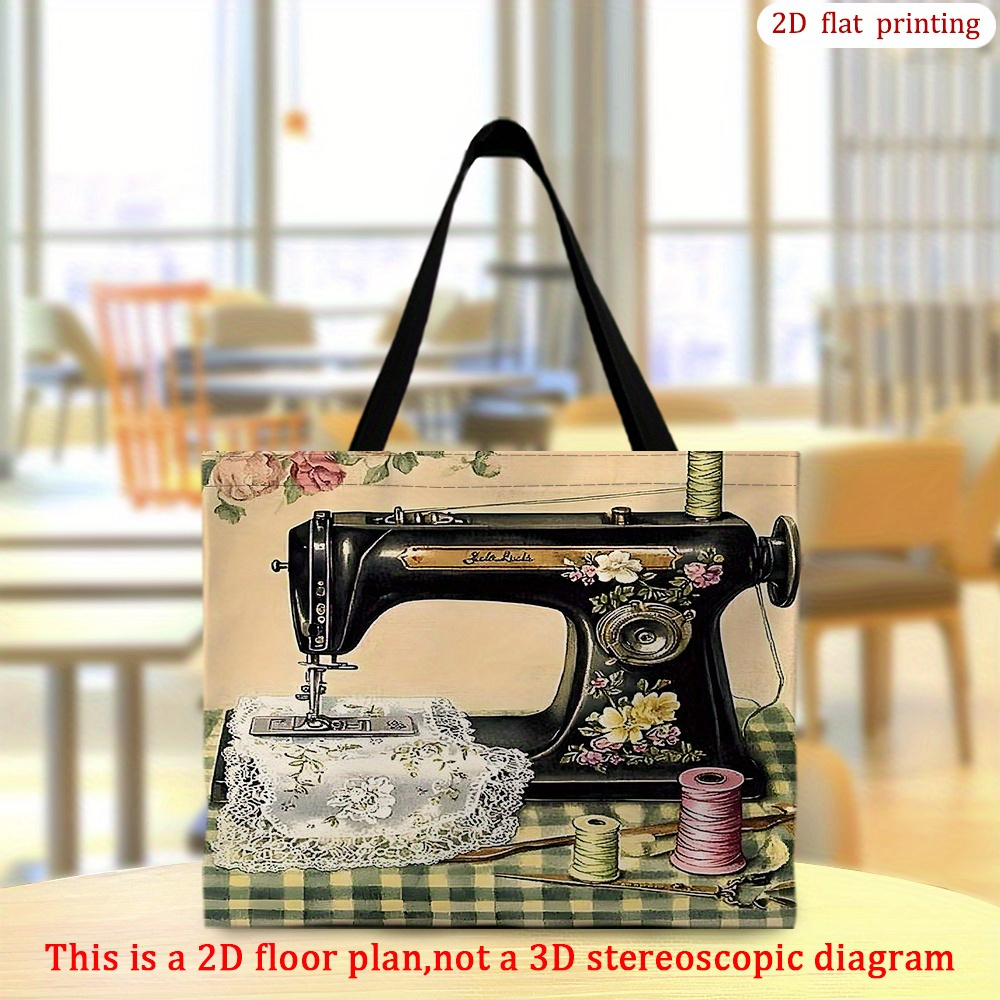TEMU [Impresión 2D] 1 ud. Bolso Tote de Cinta/Cuchillos de Encaje para Máquina de Coser de Cantante/Bolso de Playa Bolso de Compras Multiusos Casual