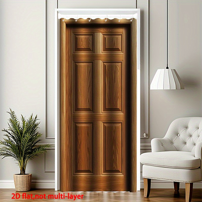 TEMU Cortina de puerta 2D para impresión, cortinas de puerta elegantes de madera para , puerta de de paneles para cocina, dormitorio, o armario,