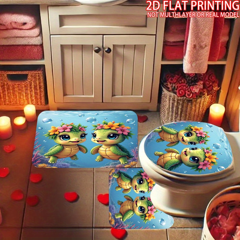 4pcs Sea Turtle's Undersea Adventure Shower Curtain Set