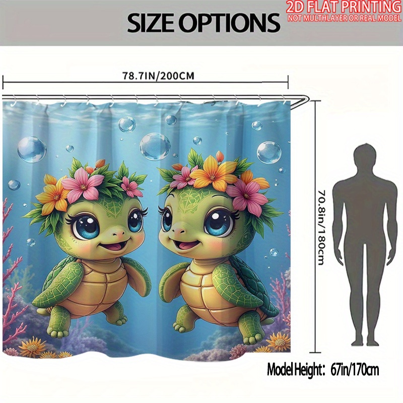 4pcs Sea Turtle's Undersea Adventure Shower Curtain Set