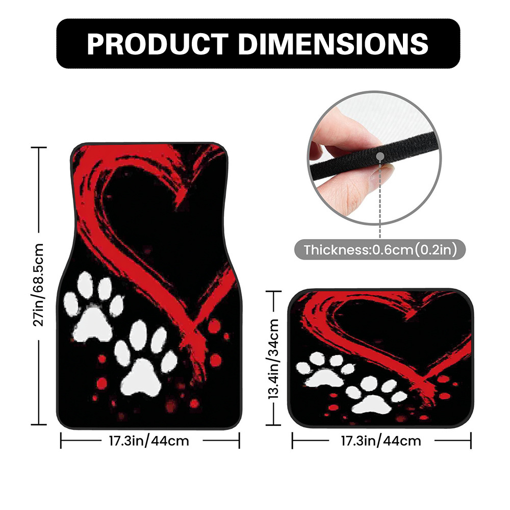 TEMU 4pcs Car Mats With Heart Motif, Compatible With Or Crossovers, Presenting Surfaces And Thoughtful Present , While Accommodating Travel With Pets