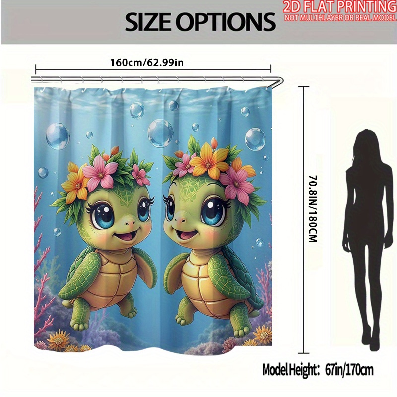 4pcs Sea Turtle's Undersea Adventure Shower Curtain Set