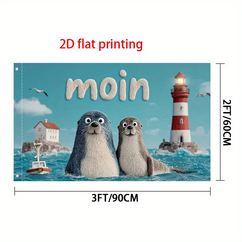 E-shop Moin Moin Seehund Cartoon Flagge - eine robuste Außendekoration für Gärten und Höfe, ein perfektes Einzugsgeschenk für Gartenliebhaber, mit