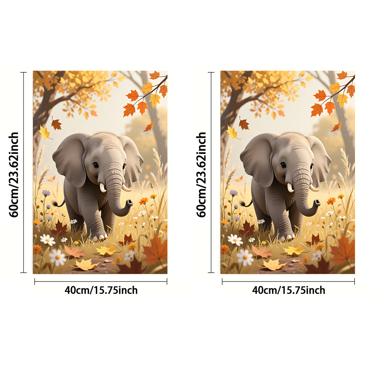 TEMU 2d Flat, 1pc Or 2pcs, Towel, Single-sided Print, Rectangular 40x60cm, Cartoon-style 2d Elephant Pattern, Soft, Comfortable, Durable, And ,