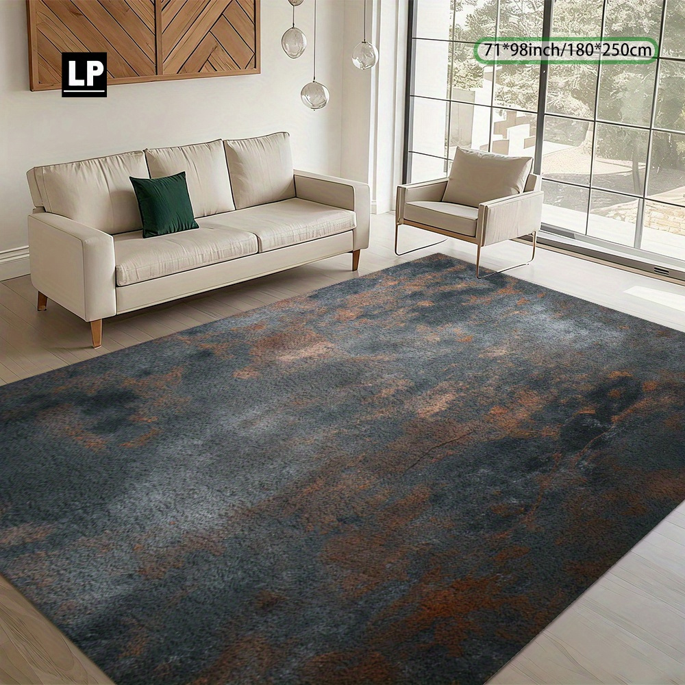 TEMU A Carpet Featuring An Abstract With Mottled Rust Patterns, Soft And Durable, Made Of 850g/ã¡ Velvet With A Non-slip Dot Plastic Backing. It Has