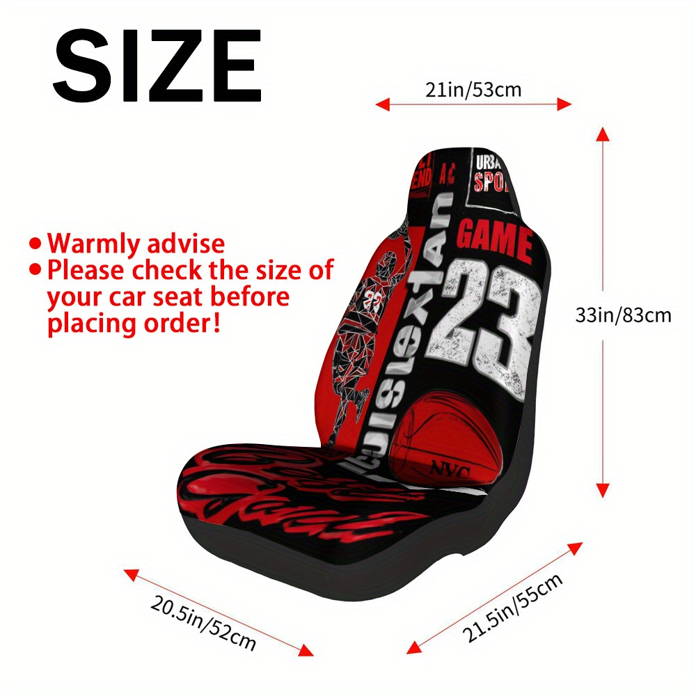 TEMU 2pcs, Decorative Basketball Player Urban Sport Game Print Car Seat Covers, Fit For Suv Sedan Truck, Stylish Washable Fabric Adds Modern Accent