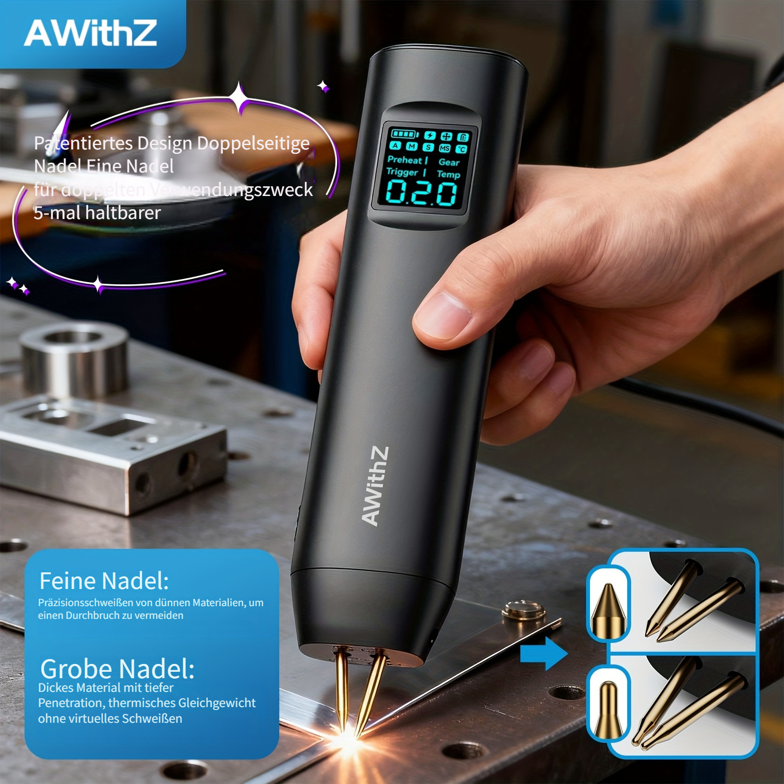 Punktschweißgerät 8000W Akku - Für Batterien & Nickelstreifen 0,1-0,3 Mm