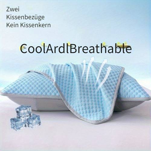 2 ende stoff-kissenbezüge (ohne innenkissen), ideal für heißes schlafen. atmungsaktiv , unverzichtbar für den sommer. bequeme hautfreundliche kissenbezüge, für gemütlichen schlaf zu hause oder im hotel. blaue farbe, ideales urlaubsgeschenk