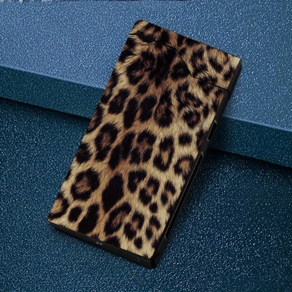TEMU 1pc Briquet Électrique à Arc -Vent avec Imprimé Léopard, Briquet Électronique, Briquet -Vent, Coque Métallique, Affichage de la Batterie,