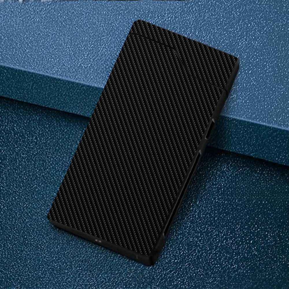 TEMU 1pc Windproof Electric With Carbon Fiber Texture Pattern, Electronic Lighter, Windproof Electronic Lighter, Metal Shell, Battery Display, Type-c