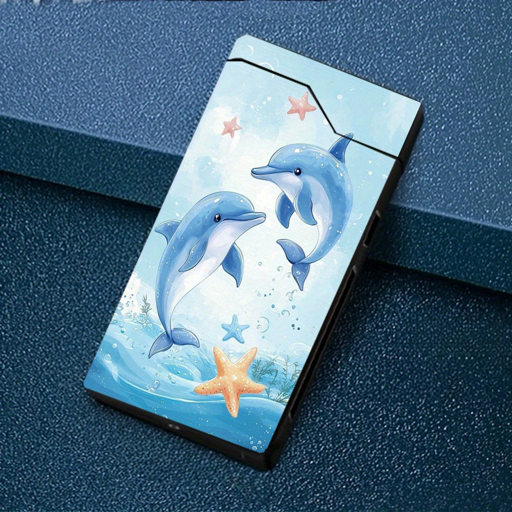 TEMU 1pc Windproof , Scene Of 2 Playing, Electronic Lighter, Windproof Lighter, Metal Shell, Power Display, Type-c Charging Lighter, Dual Arc, Gift