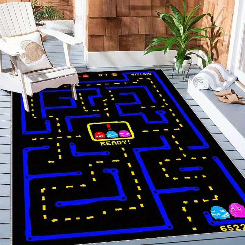 TEMU Retro Video Game Style Carpet, Lightweight And Machine Washable, Easy To Care For, Holiday Gift, Suitable For Bedroom, Living Room, Office,