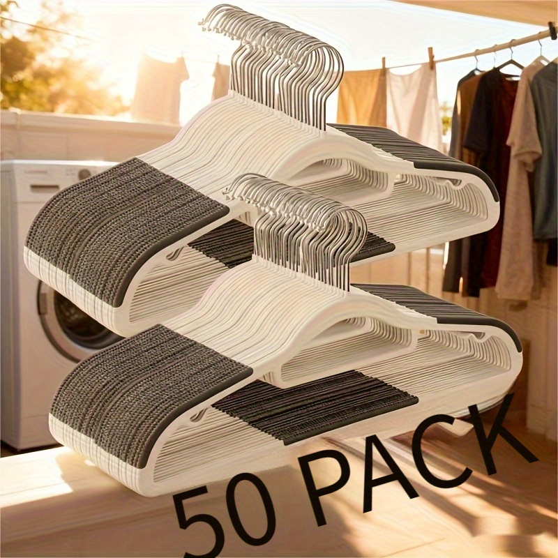 Image of 50pcs Of Designed Non-slip Hangers, Heavy-duty Coat Hangers, Suitable For Drying And Organizing Clothes In The Bedroom, Bathroom, And Home