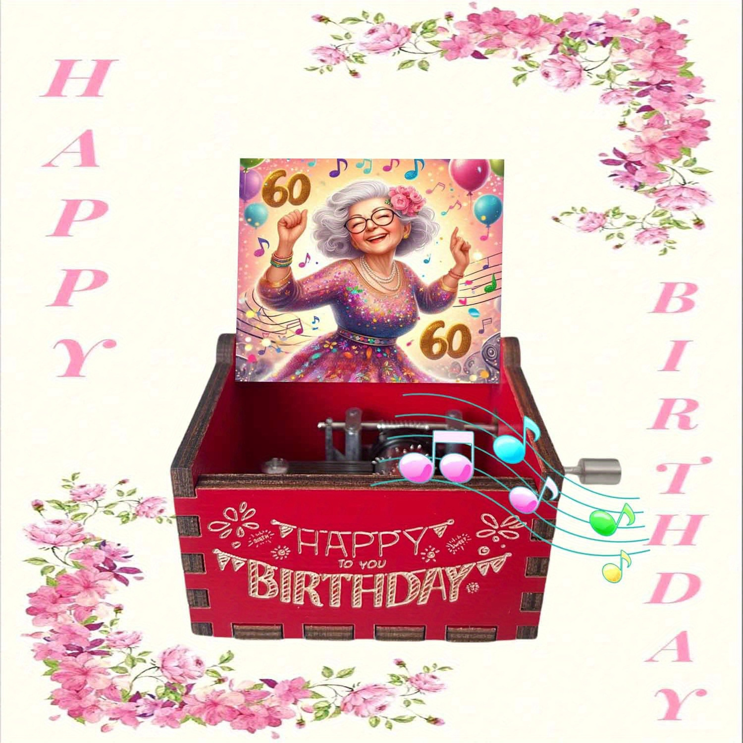 Image of Vintage Wooden Box With A Hand Crank, Featuring A Happy Birthday Theme And A Celebration Design. A Perfect Birthday Present For , Suitable For Holidays And New Year's
