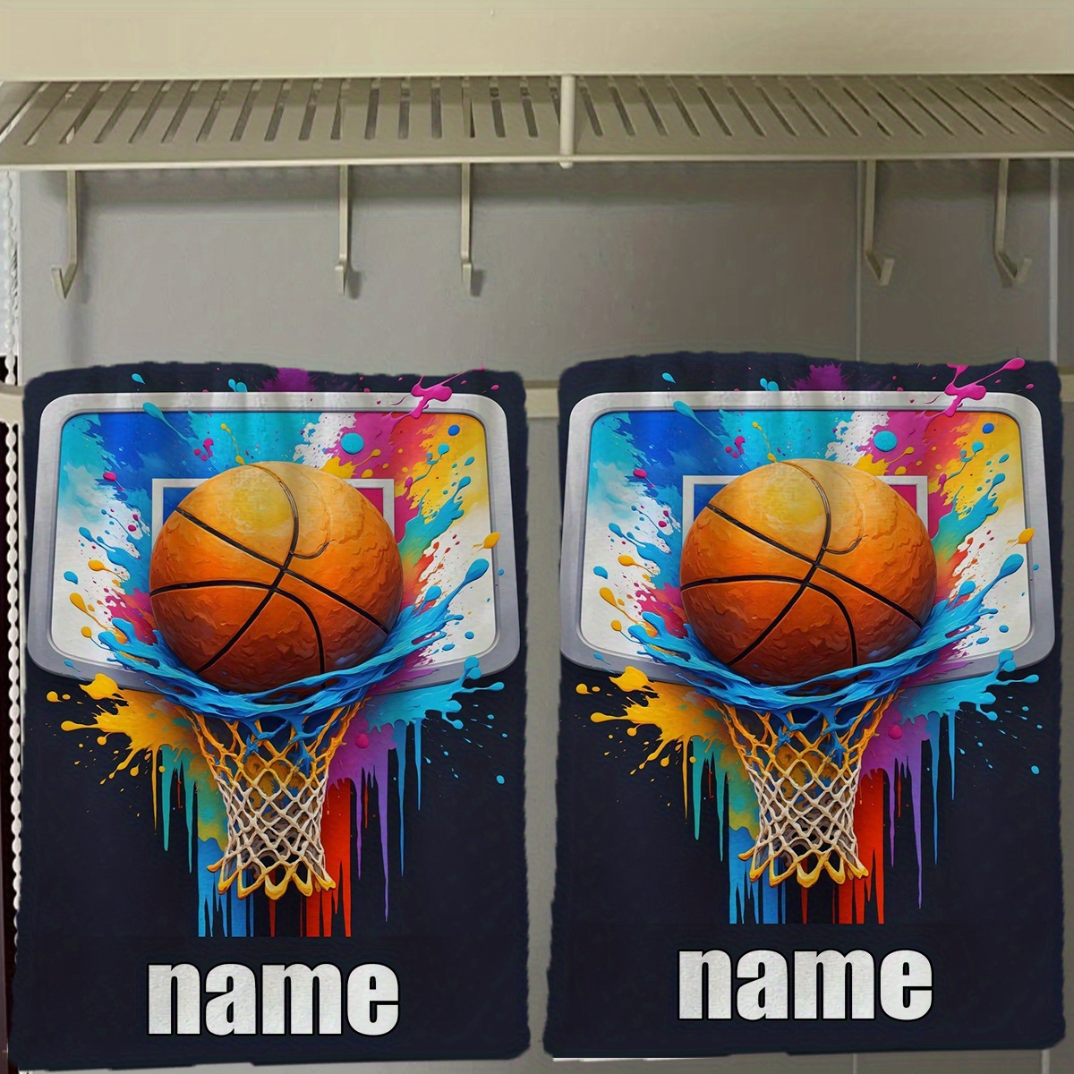 TEMU 1pc, Custom Name Towel, Cartoon Basketball Pattern Hand Towel, Striped Design, Bathroom Towel, Quick-drying Absorbent Towel, Nordic Minimalist