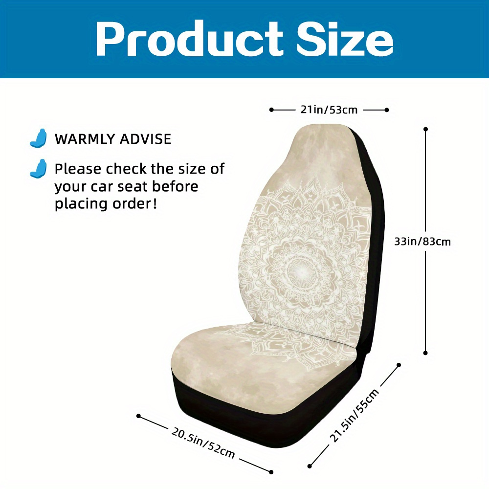 TEMU 2 pièces, Housses de siège auto décoratives style vintage mandala beige, adaptées pour voitures, SUV et camions, tissu et lavable pour un look