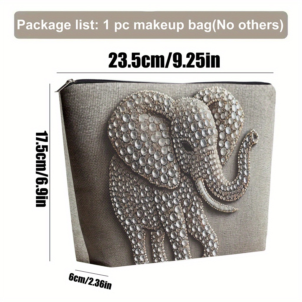 TEMU A Makeup Bag Featuring A Sparkling Crystal , Made Of Linen, Portable And Foldable With A Zipper Closure. Ideal For Holidays, Friendship,