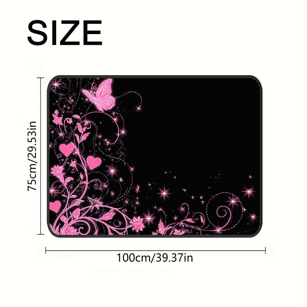 TEMU Tapis de coffre de voiture 1 pièce, illustration de papillons roses, cœurs floraux, revêtement de coffre pour SUV, ou fourgonnette, idéal pour